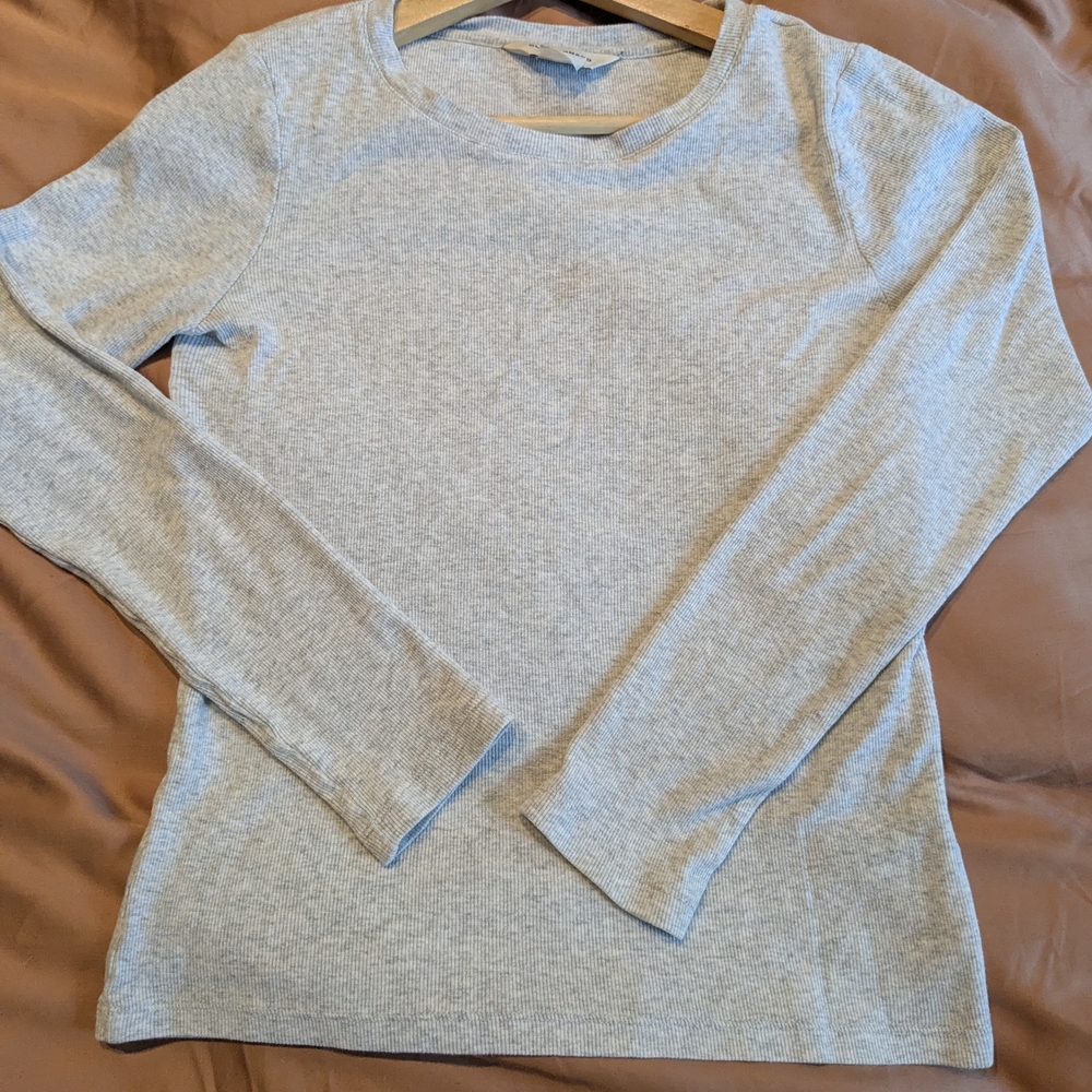 Club Monaco Bowee Heather Gray Long Sleeve Tee